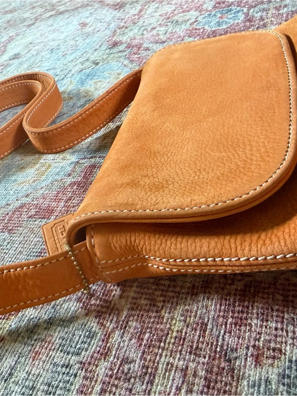 Coach Sonoma Small Flap Bag Pebbled Nubuck Leather Crossbody in Orange May 1996